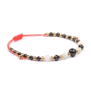 Bransoletka celebrytka czarny TURMALIN AMAZONIT HEMATYT ochrona i spokój